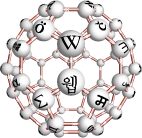 Semantic Mediawiki logo; a bunch of letters connected to each other in a globe